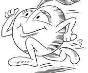 Coloriage Pomme de cartoon en courant