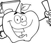 Coloriage Pomme de fin d'&eacute;tudes