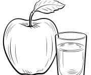 Coloriage Pomme et un verre de jus