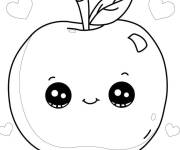 Coloriage Pomme mignonne kawaii &agrave; motifs