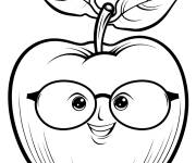 Coloriage Pomme portant des lunettes