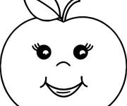 Coloriage Pomme souriante kawaii