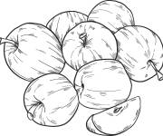 Coloriage Pommes avec des tranches coup&eacute;s