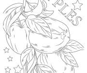 Coloriage Pommes sur les branches d'un pommier avec motifs en &eacute;toiles