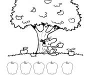 Coloriage Pommier et pommes en couleur