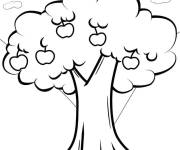 Coloriage Pommier simple sous les nuages