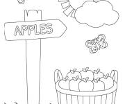 Coloriage Sceau de pommes dans la compagne