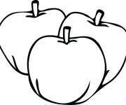 Coloriage Trois pommes en noir et blanc