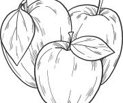 Coloriage Trois pommes pr&ecirc;tes a magner