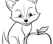 Coloriage Un renard avec une pomme