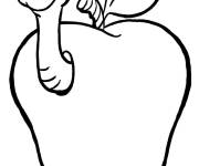 Coloriage Une chenille sortant d'une pomme