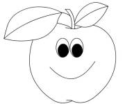 Coloriage Une pomme aux yeux souriante