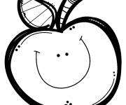 Coloriage Une pomme avec des yeux et une bouche souriante