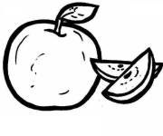 Coloriage Une pomme avec tranche en couleur vert