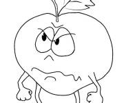 Coloriage Une pomme de cartoon en col&egrave;re