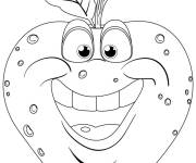 Coloriage Une pomme de dessin anim&eacute; joyeuse