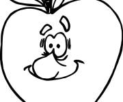 Coloriage Une pomme dr&ocirc;le avec un visage