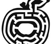 Coloriage Une pomme en labyrinthe