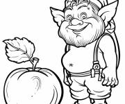 Coloriage Une pomme et un gnome