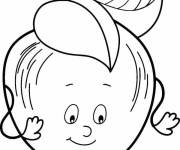 Coloriage Une pomme mignonne avec un un visage