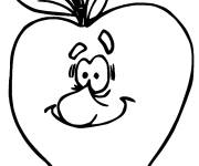 Coloriage Une pomme souriante avec un grand nez