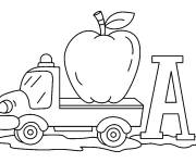 Coloriage Une pomme sur un camion
