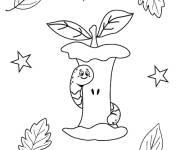 Coloriage Ver amical serpentant autour d&rsquo;une pomme
