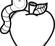 Coloriage Ver et pomme de dessin anim&eacute; en ligne