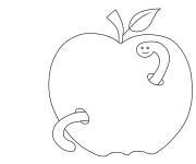 Coloriage Ver sortant de Pomme facile stylis&eacute;