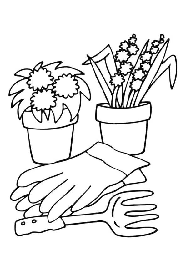 Coloriage Pots De Fleurs Et Accessoires Dessin Gratuit à