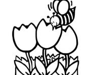 Coloriage et dessins gratuit Abeille et tulipe petite section à imprimer