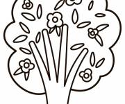 Coloriage Arbre de la saison du printemps d&egrave;s la maternelle