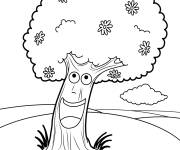 Coloriage Arbre rigolo au printemps