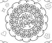 Coloriage Bonjour printemps Mandala de fleurs pour adulte