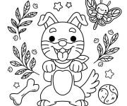 Coloriage Chien mignon plein de joie pendant le Printemps