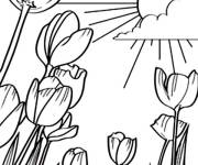 Coloriage Des charmante fleurs au beau saison