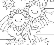 Coloriage Des fleurs marguerites pour le Printemps