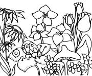 Coloriage Des fleurs qui s'ouvrent au Printemps