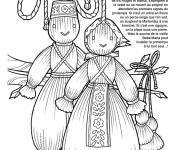 Coloriage F&ecirc;te martenitsa au printemps enb maternelle