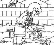 Coloriage Fille fait du jardinage