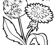 Coloriage et dessins gratuit Fleurs du printemps avec visage dr&ocirc;le à imprimer