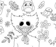 Coloriage Huggy Wuggy au Printemps de cartoon