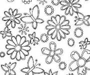 Coloriage et dessins gratuit Illustration des fleurs de Printemps magique à imprimer