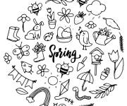 Coloriage Image des &eacute;l&eacute;ments du Printemps