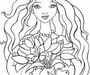 Coloriage La beaut&eacute; de la saison du printemps en forme d'une belle femme