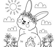 Coloriage Lapin de P&acirc;ques pour Printemps
