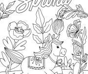 Coloriage Le cheval se balade en Printemps