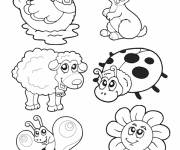 Coloriage Les animaux de la ferme en Printemps
