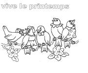 Coloriage Les oiseaux heureux en Printemps