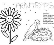 Coloriage Les oiseaux qui sortent en Printemps